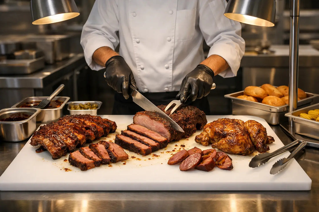 BBQ Meat Carving Station Setup for Clean Service