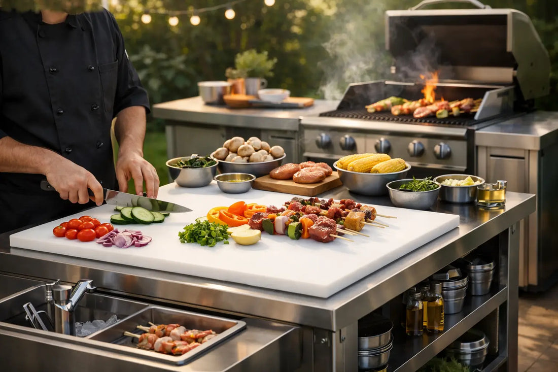 Outdoor BBQ Prep Station Stainless Steel